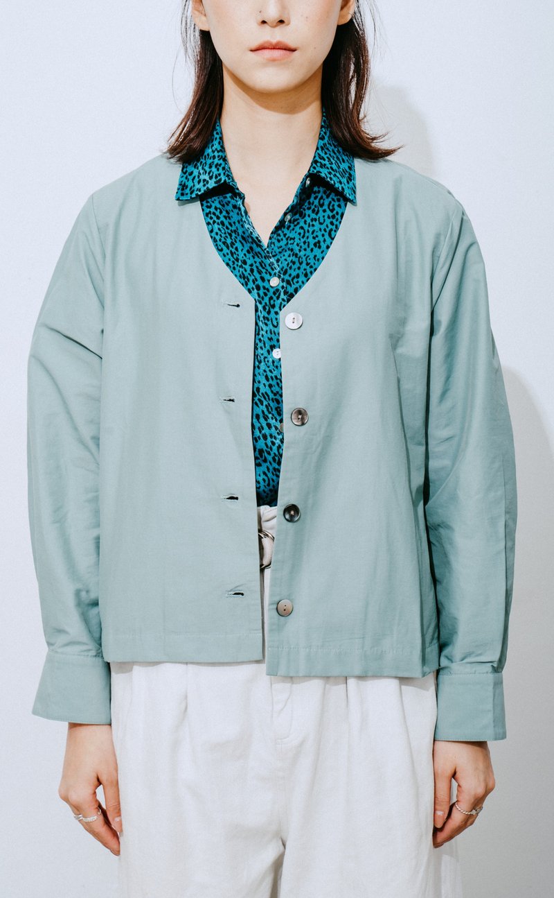 防水衬衫外套 Water Repellent Collarless Shirt - 女装休闲/机能外套 - 防水材质 蓝色