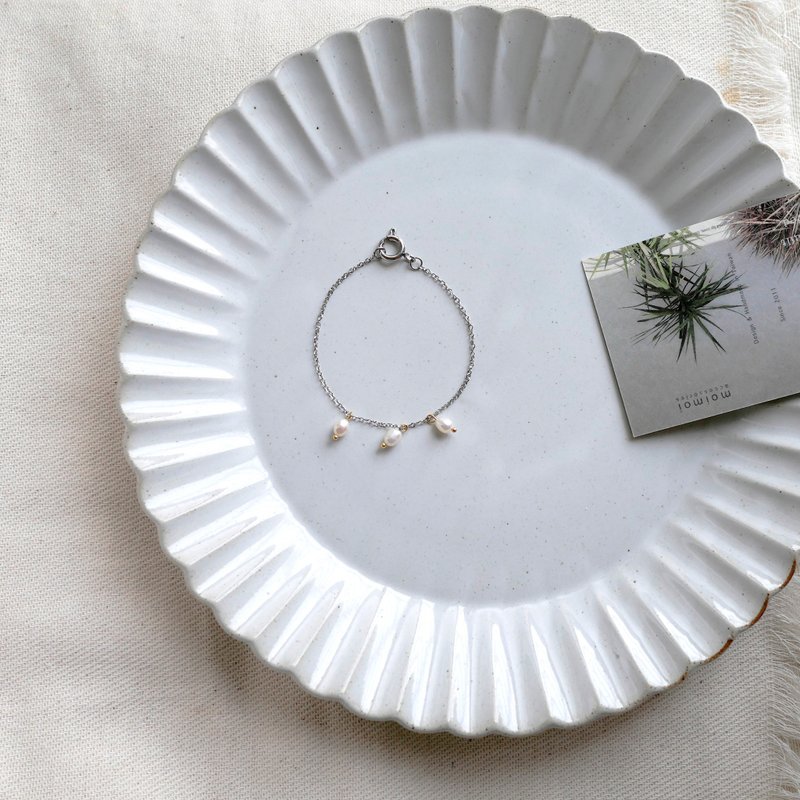 【3颗小珍珠】不锈钢造型手链 - 手链/手环 - 珍珠 银色