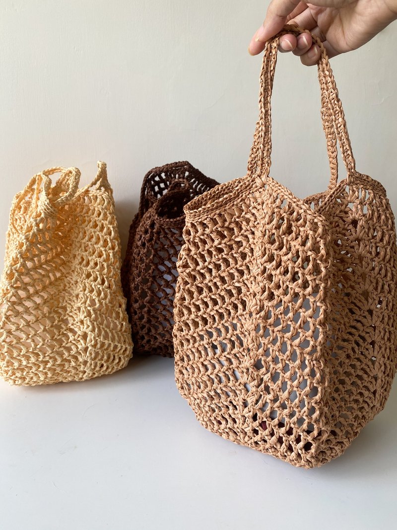 经典拉菲草编织包。全人手编织。夏日百搭袋 草编包 - 手提包/手提袋 - 其他材质 多色
