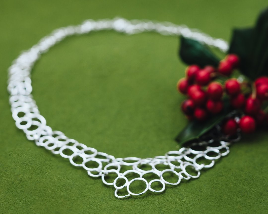 Champagne Bubbles necklace - statement necklace - silver dress necklace - bridal - 项链 - 其他金属 银色