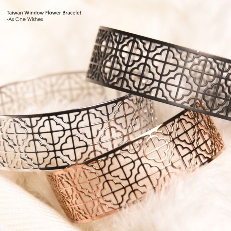 事事如意 医疗薄钢窗花手环 女生款-银色 不会氧化过敏 - 手链/手环 - 其他金属 银色