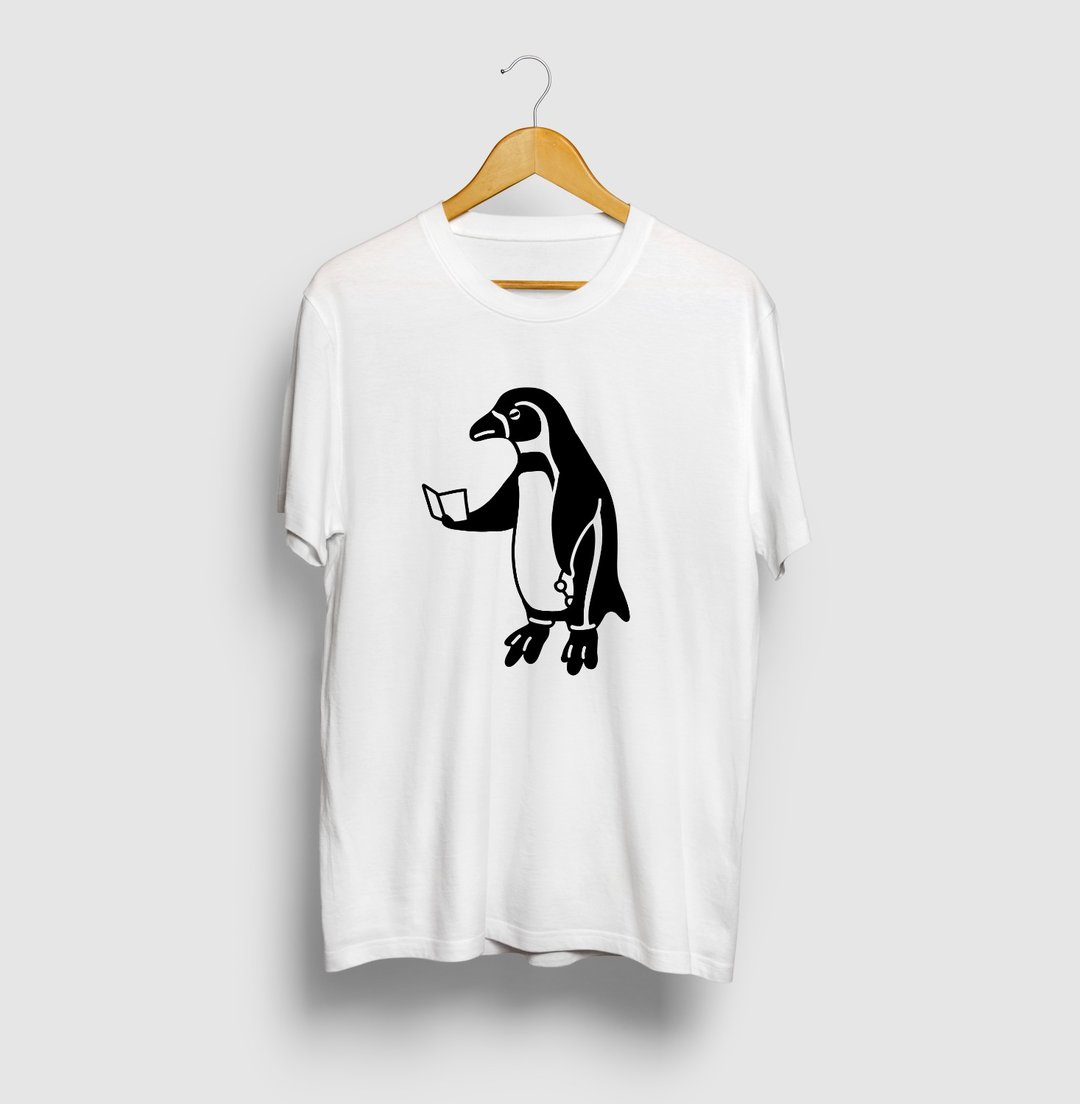 Enkin Penguins Animal Illustration T-shirt No Letters Perspective Funny Unique - 女装 T 恤 - 棉 白色