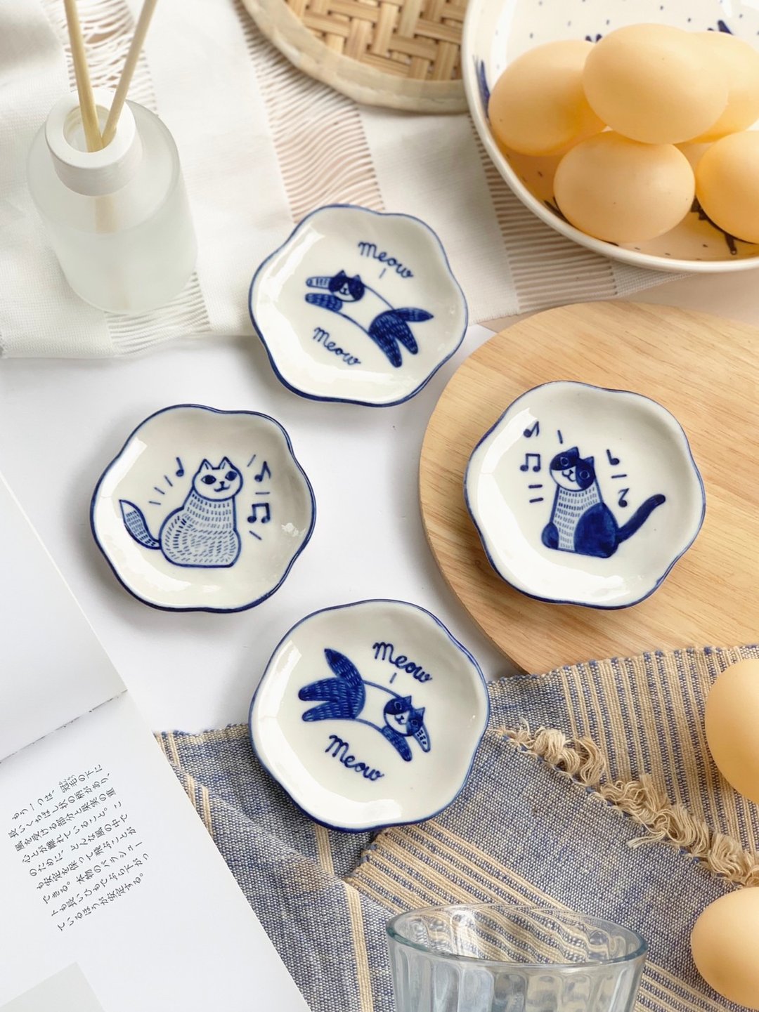 Cats Plate (Small) l ceramics l May&Clay Ceramics Studio - 盘子/餐盘/盘架 - 陶 蓝色