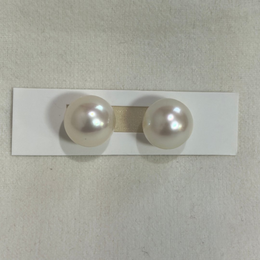 13.2mm 大珠白蝶珍珠 Pt900 铂金耳环 南洋珍珠经典耳针款 - 耳环/耳夹 - 珍珠 白色