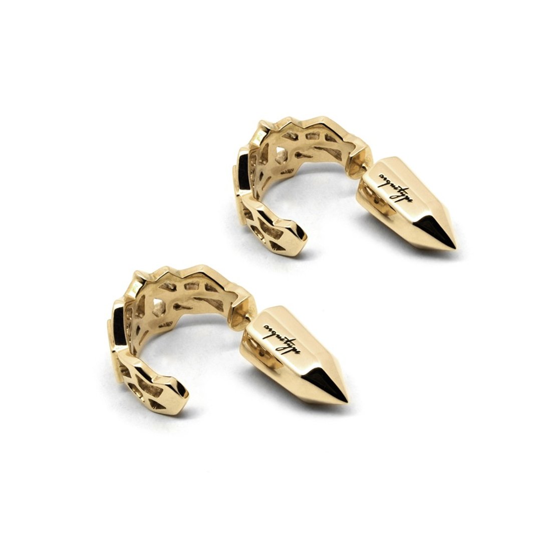 WIREFRAME Earrings /  Gold   (design silver jewelry) - 耳环/耳夹 - 其他金属 金色