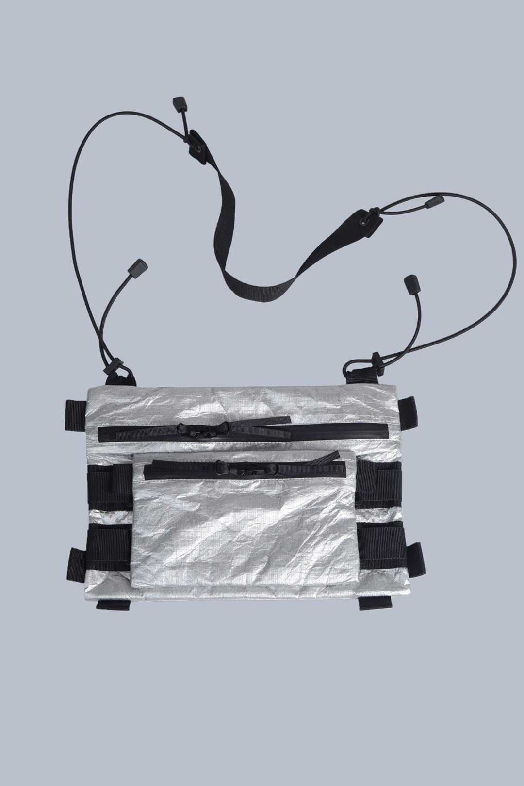 Shoulder bag Metallic tyvek crossbody messenger bag with wallet Eco friendly - 侧背包/斜挎包 - 其他材质 银色