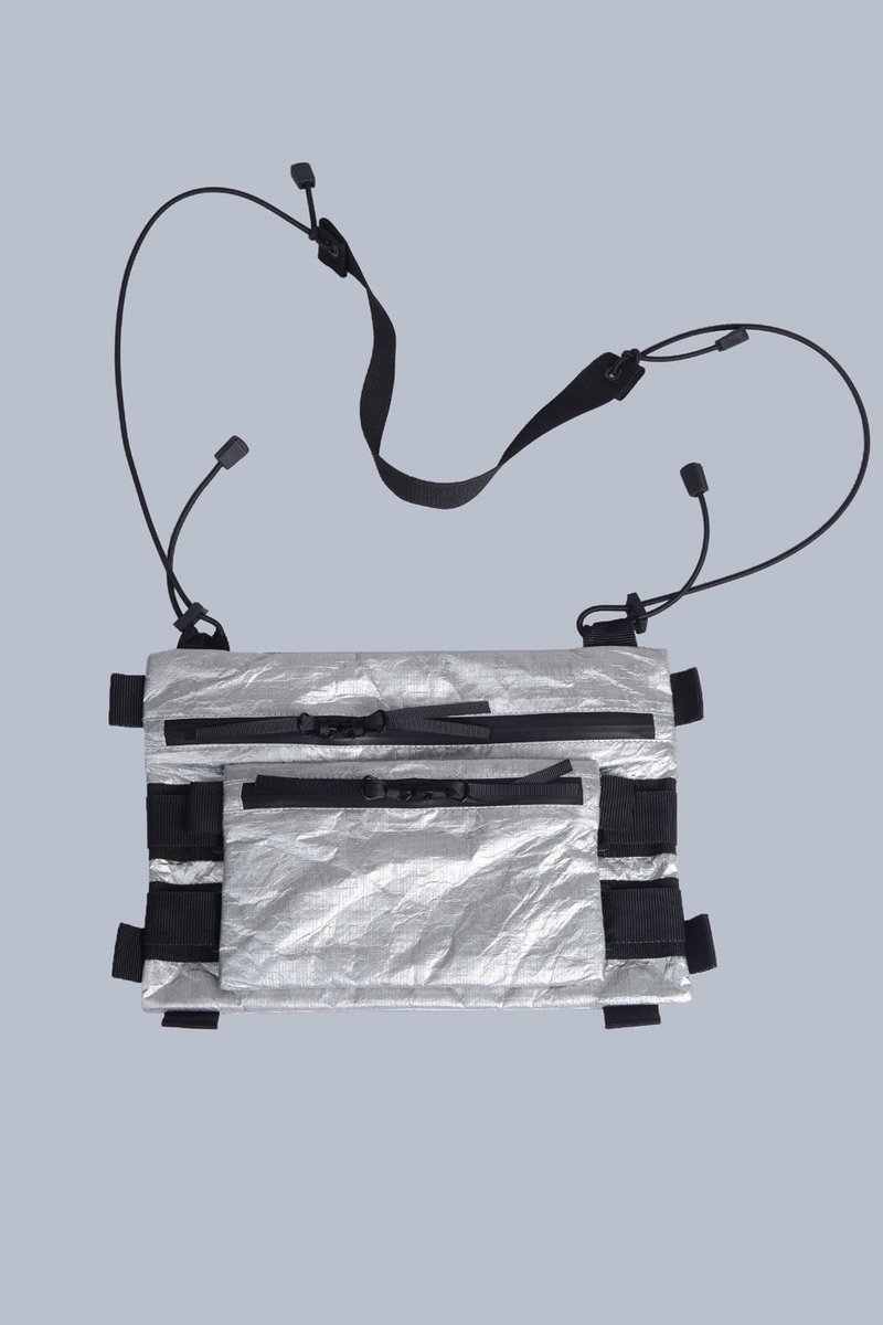 Shoulder bag Metallic tyvek crossbody messenger bag with wallet Eco friendly - 侧背包/斜挎包 - 其他材质 银色