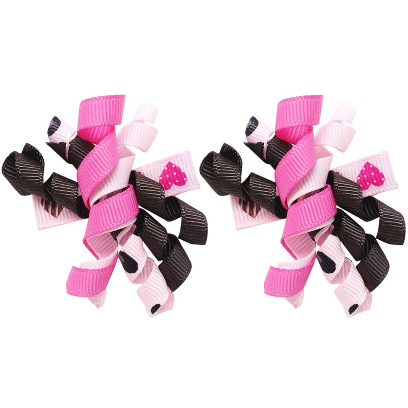 卷卷缎带发夹两入组 全包布手工发饰Curl Ribbon-Pinky/Brown - 发饰 - 聚酯纤维 粉红色