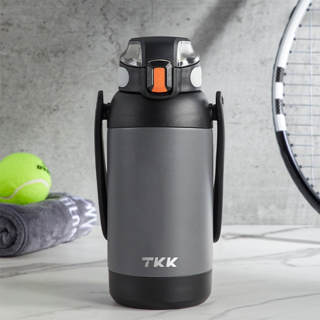 【TKK】猎鹰系列316不锈钢 手提+背带 保温运动水壶1100ML-暗夜黑 - 水瓶/水壶 - 不锈钢 黑色