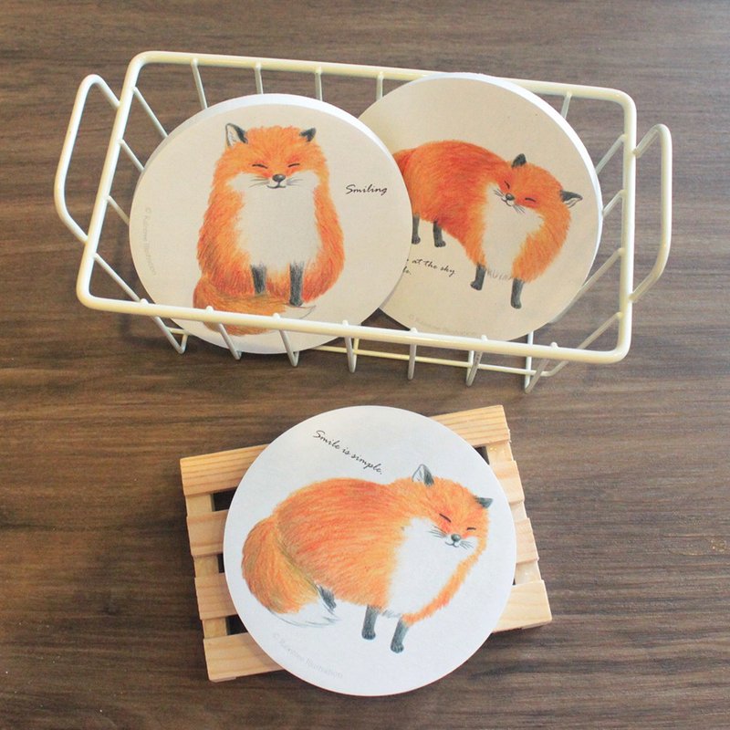 微笑狐狸 硅藻土吸水杯垫 三款任选 - 杯垫 - 其他材质 多色