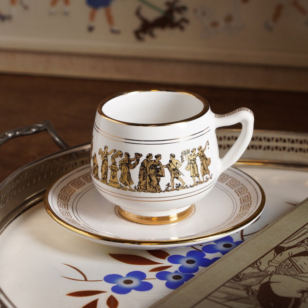 希腊Arguros Ceramics神话人物手工24K金杯组 - 茶具/茶杯 - 其他材质 白色