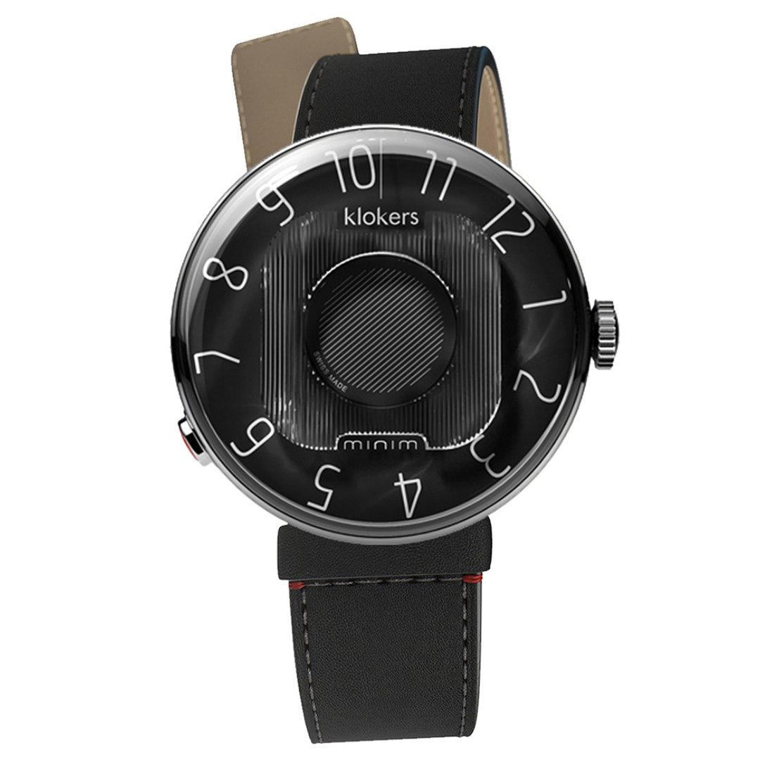 KLOK-08-M2 石墨黑色表头+单圈细直皮革表带 (18mm) - 男表/中性表 - 其他材质 黑色