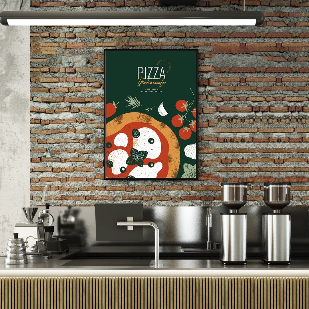 MENU • PIZZA - 意大利美食餐厨挂画/厨房装饰/餐厅挂画 - 海报/装饰画/版画 - 棉．麻 绿色