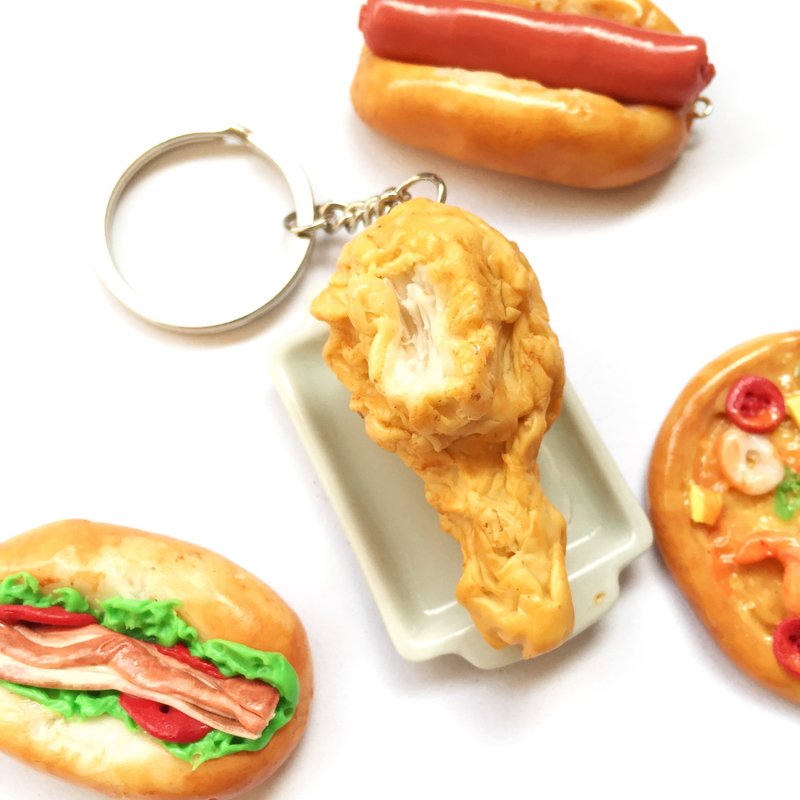 fried chicken keychain - 钥匙链/钥匙包 - 粘土 橘色