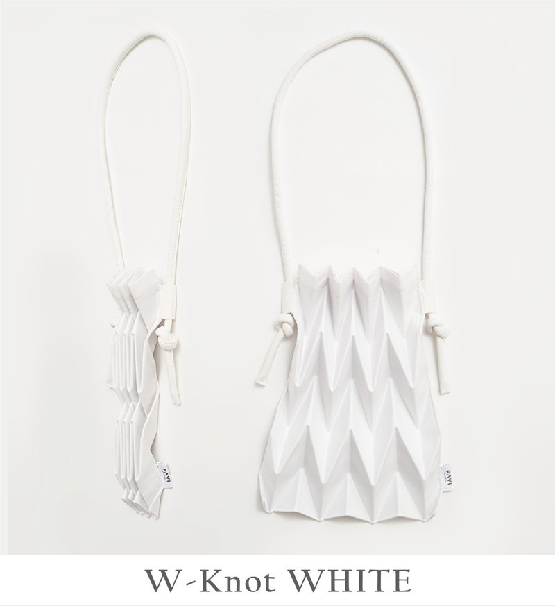 【PAVI STUDIO】W-Knot 绳结款 泰国设计肩背包 - 经典白 - 侧背包/斜挎包 - 聚酯纤维 白色