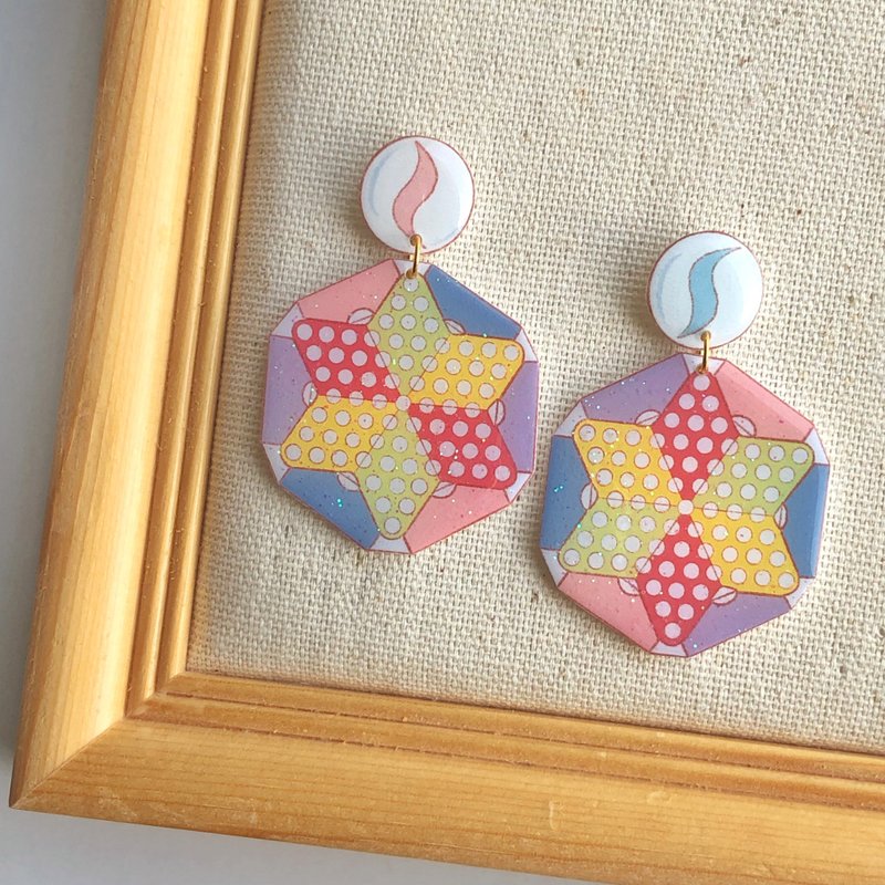 HKPaletteEarring - 波子棋(吊)(耳环) - 耳环/耳夹 - 树脂 多色