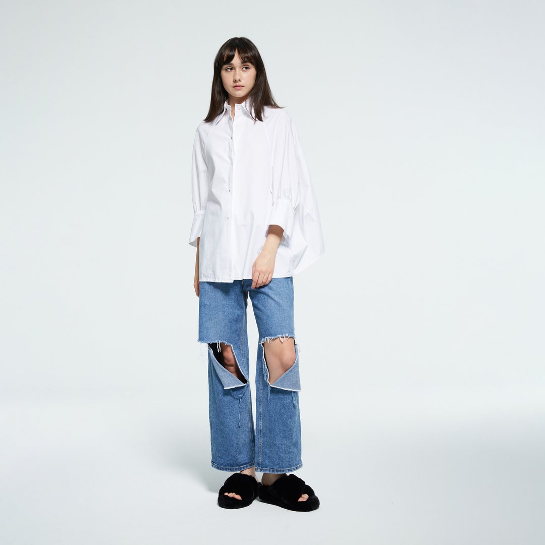 纯棉白色女衬衫 - 女装衬衫 - 棉 白色