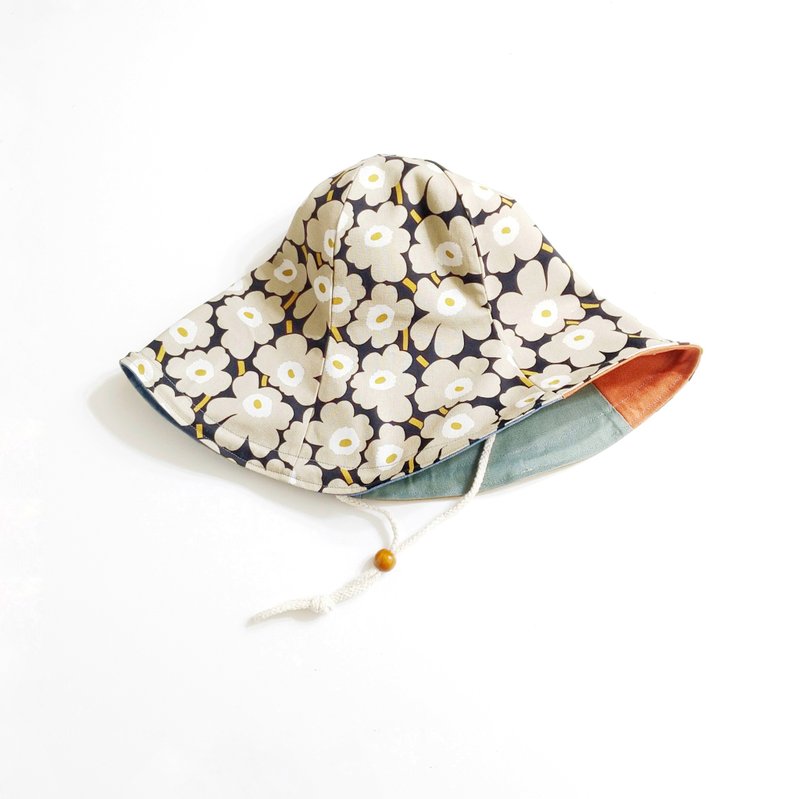 小牛村 手工双面遮阳帽 大帽檐【特长帽檐-心花朵朵开】 - 帽子 - 棉．麻 黑色