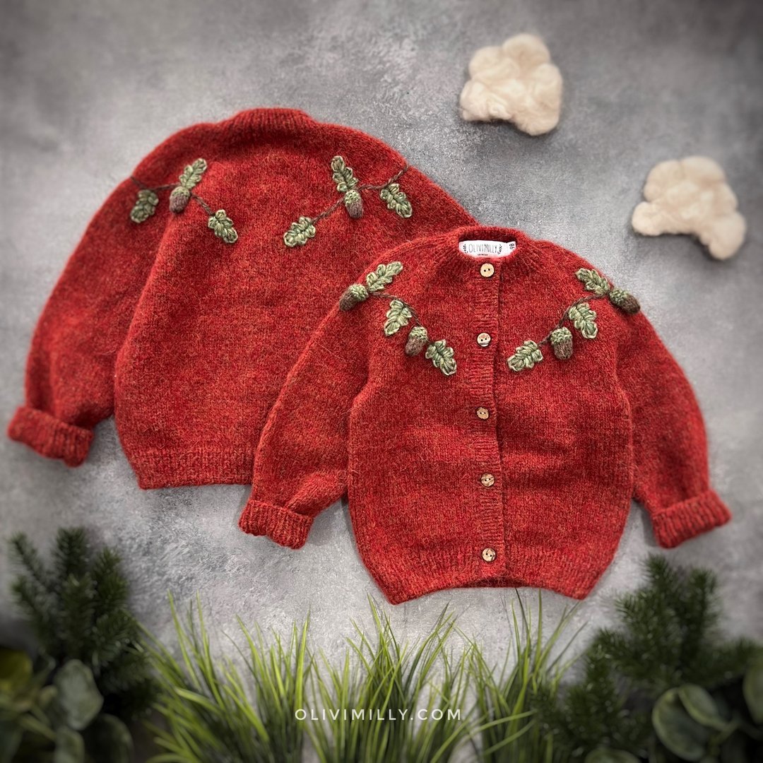 Accorns cardigan, Knitting cardigan, Kids cardigan, baby clothes, kids, Accorns - 其他 - 羊毛 红色