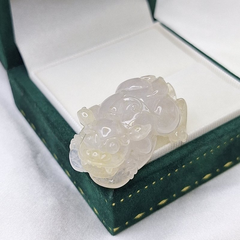 冰种 天然黄翡 招财 貔貅 吊坠  | 天然缅甸玉A货翡翠 - 项链 - 玉石 