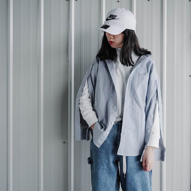 OTHERCOLOR 18AW封闭森林条纹复古开衩纽扣衬衫 男女同款 - 女装衬衫 - 棉．麻 多色