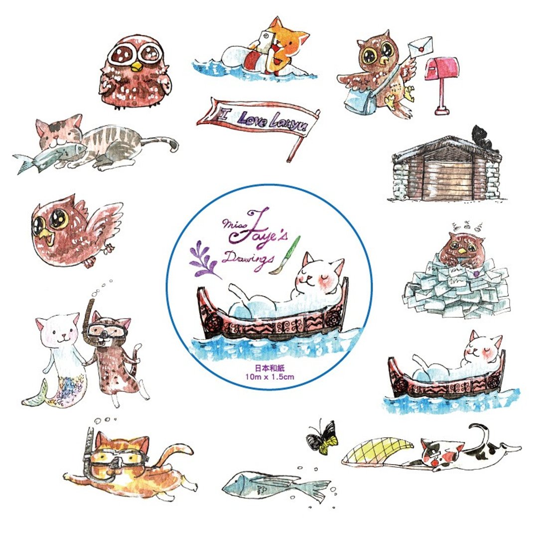 兰屿猫纸胶带-慵懒猫 - 纸胶带 - 纸 