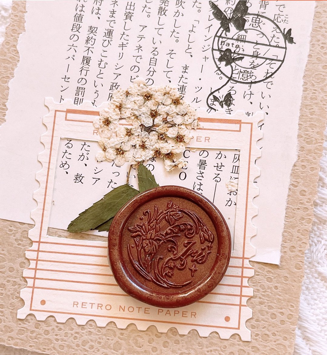 鸢尾花 lris 小清新 火漆印章 Wax seal - 印章/印台 - 铜/黄铜 咖啡色