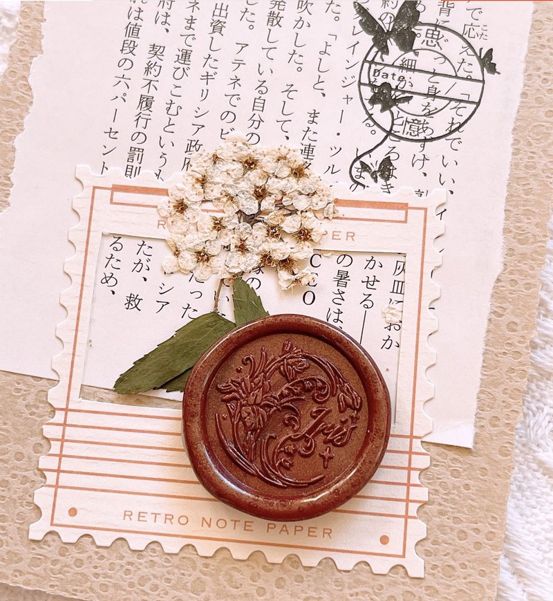 鸢尾花 lris 小清新 火漆印章 Wax seal - 印章/印台 - 铜/黄铜 咖啡色