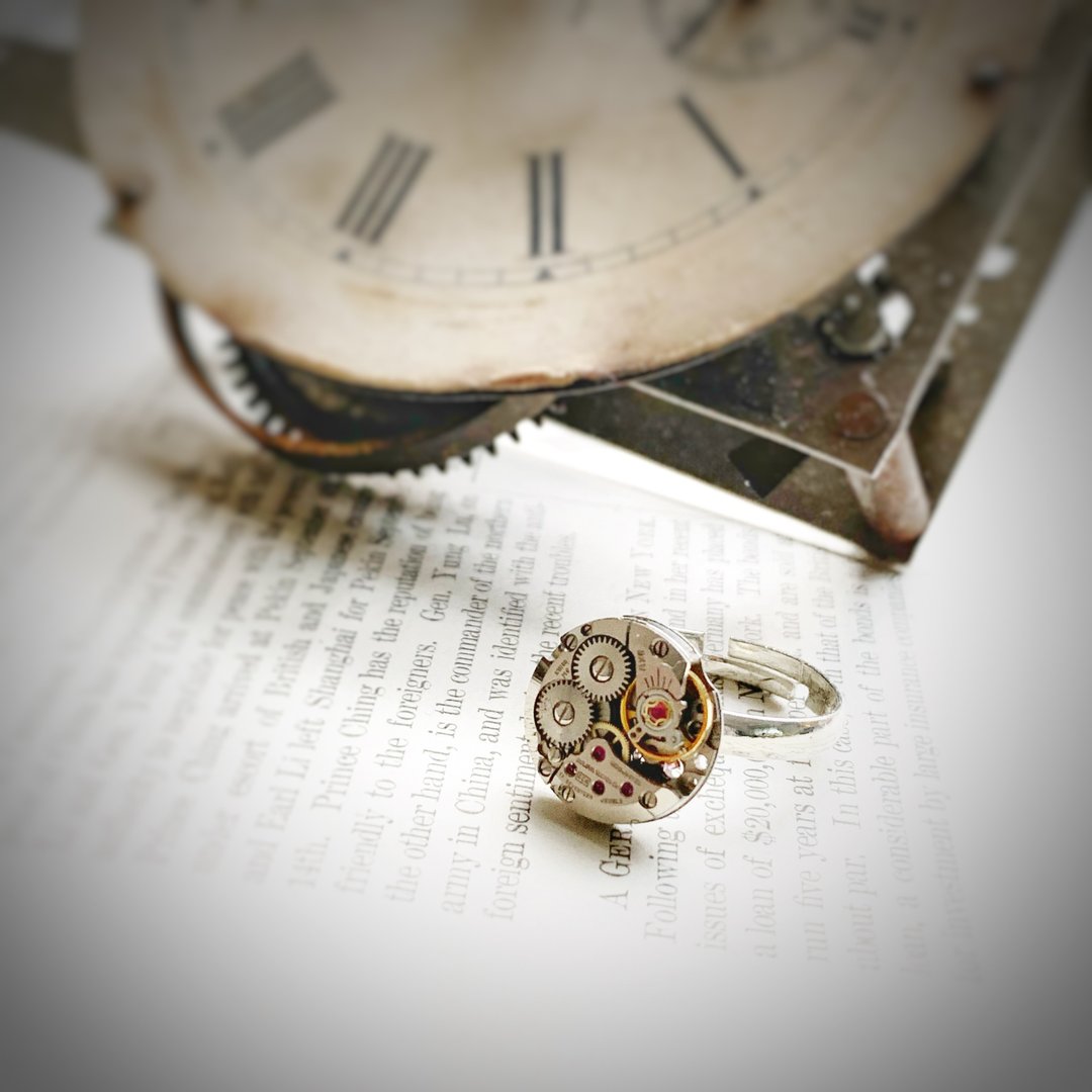 1950s' BULOVA 古董机芯戒指 - 戒指 - 不锈钢 银色