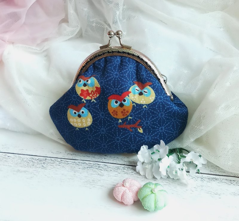 日本和风口金包 零钱包 小收纳包  kimono fabric  (JS-63) - 零钱包 - 棉．麻 蓝色