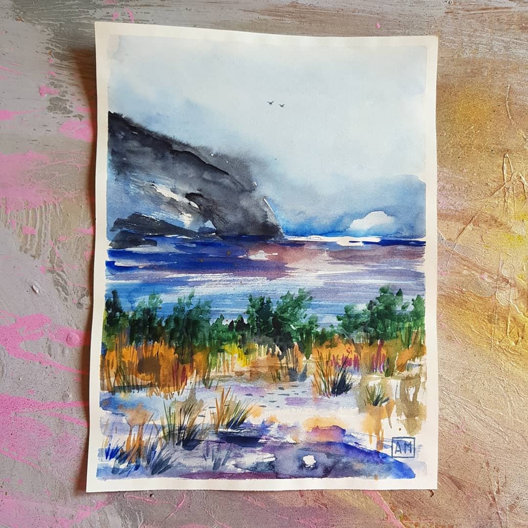 Landscape - artwork hand painted Watercolor painting on paper - 墙贴/壁贴 - 其他材质 
