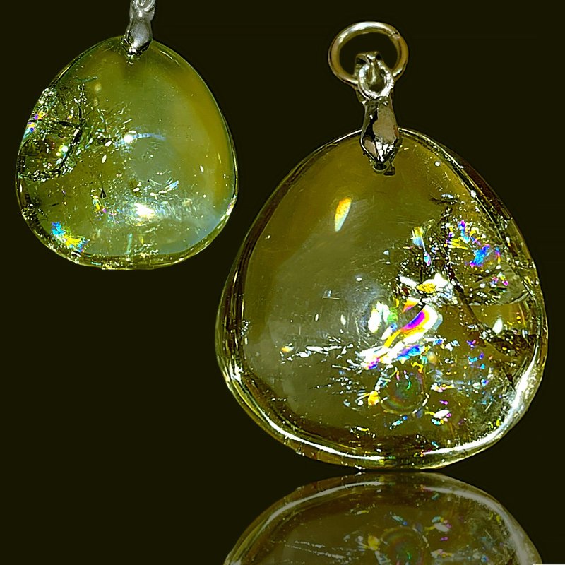 OLINA DESIGN精品顶级超七草莓晶超七紫红发六角星蓝针金字塔吊坠 - 项链 - 水晶 多色