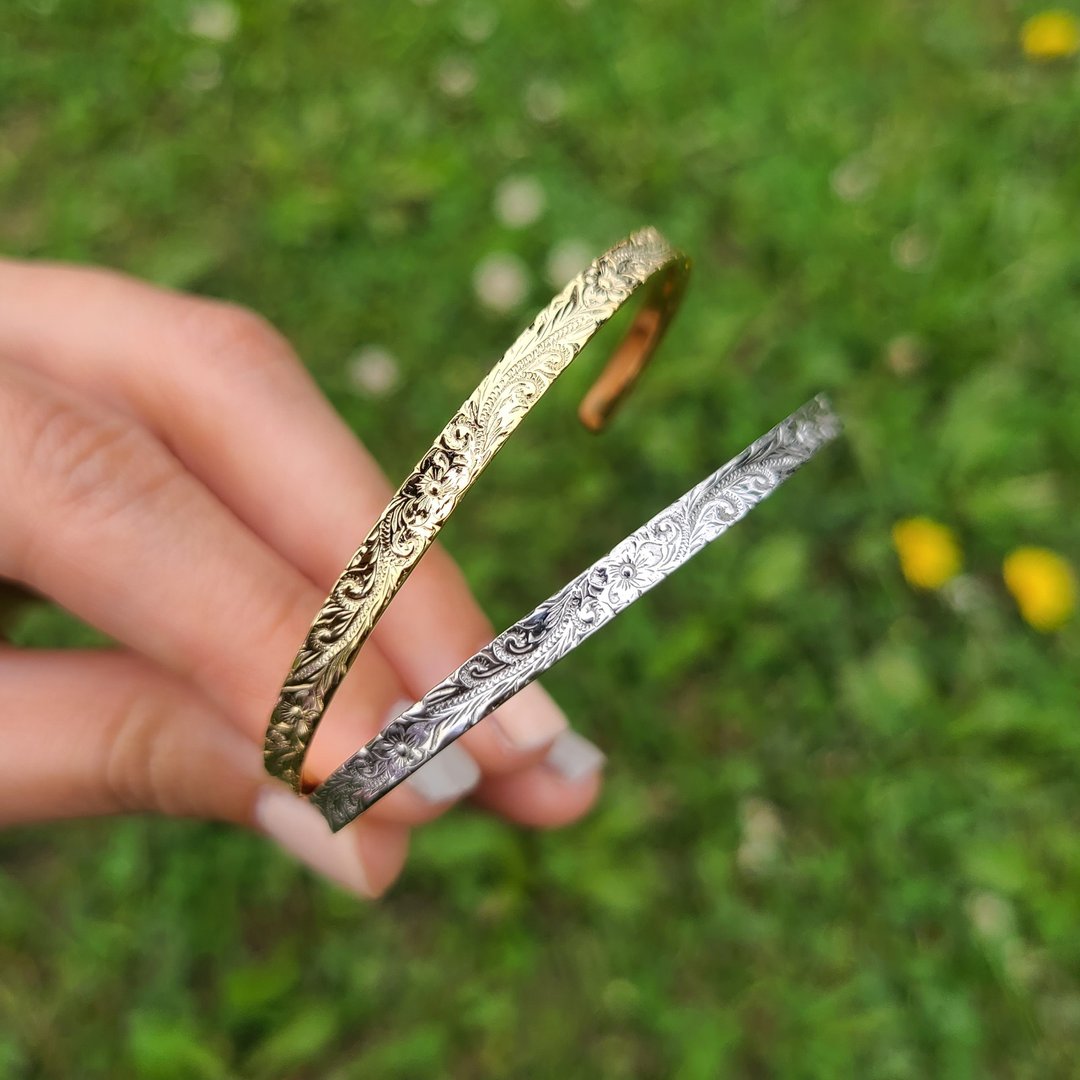 Hawaiian bangle  / Silver or Gold - 手链/手环 - 纯银 银色