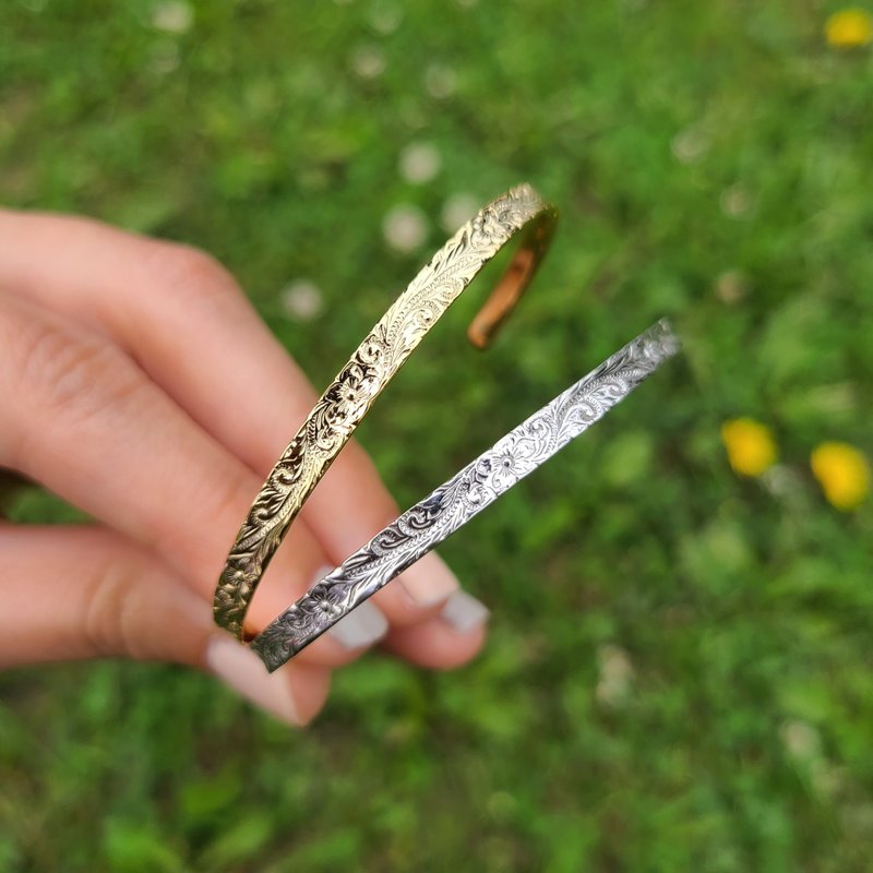 Hawaiian bangle  / Silver or Gold - 手链/手环 - 纯银 银色