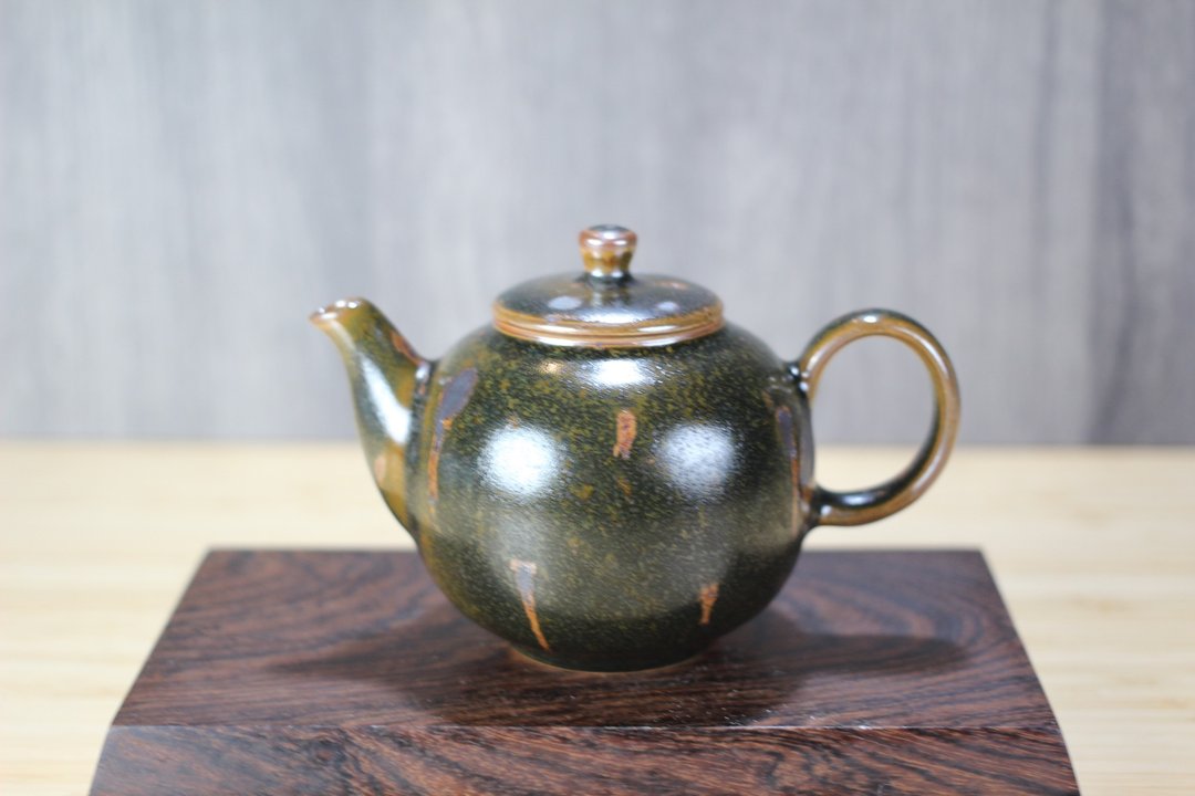 【秋冬好礼】240ml 铁斑 天目釉 圆满茶壶 名家叶敏祥作 - 茶具/茶杯 - 瓷 