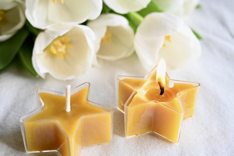 星星茶蜡/茶烛/4颗/温暖黄 - 蜡烛/烛台 - 蜡 橘色