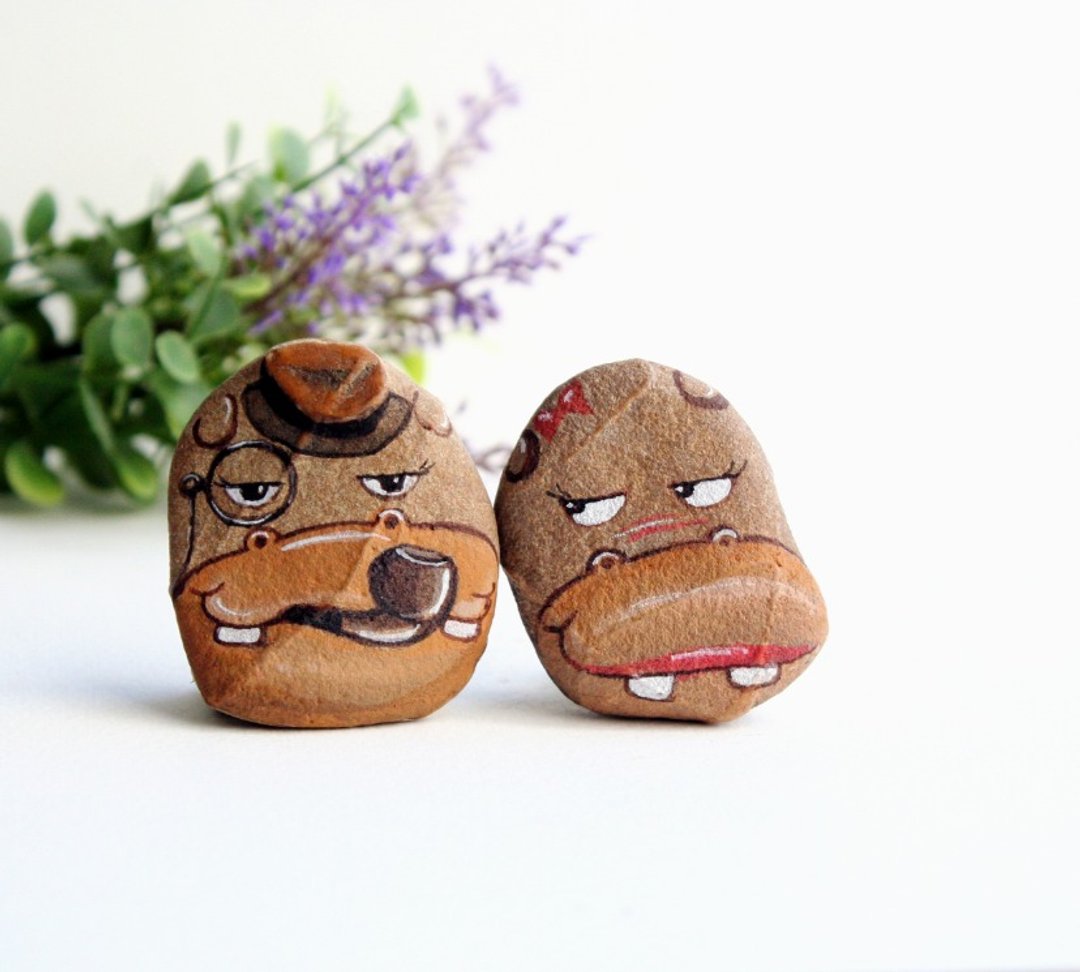Hippo Stone Painting. - 其他 - 防水材质 咖啡色