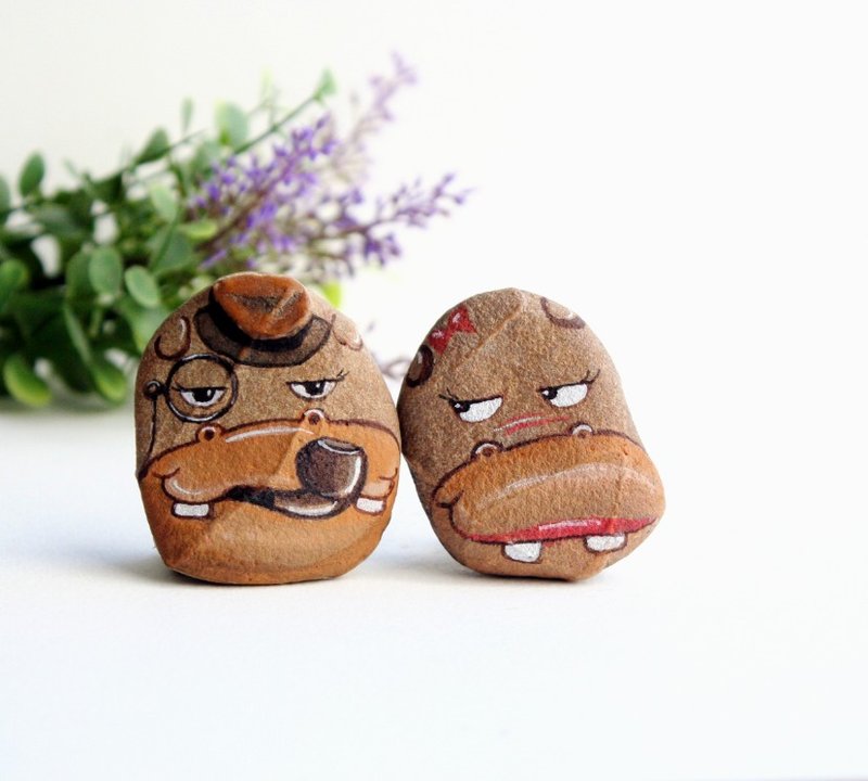 Hippo Stone Painting. - 其他 - 防水材质 咖啡色