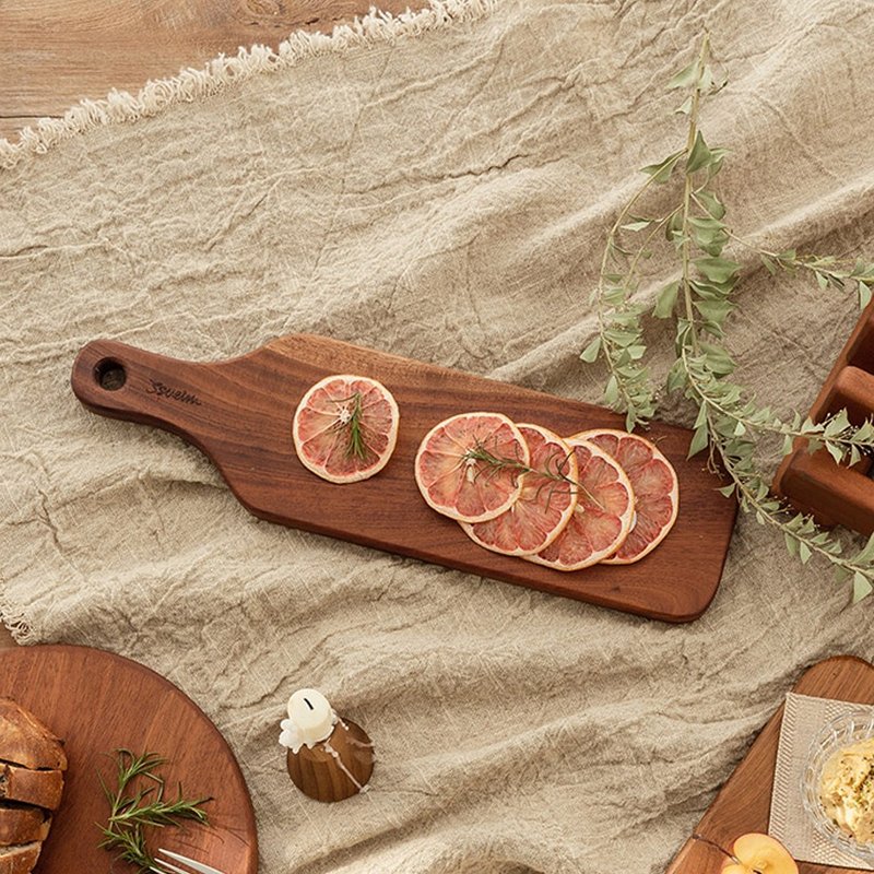 韩国SSUEIM 桃花心木制把手细长形砧板/托盘 42x12x2 - 托盘/砧板 - 其他材质 咖啡色