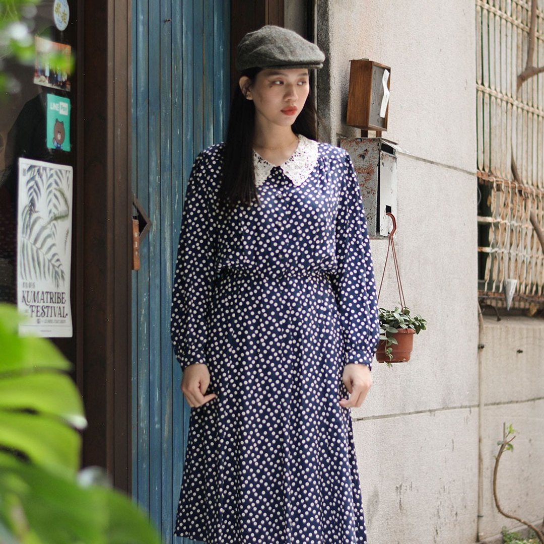 糸线 |  古着长袖洋服 - 洋装/连衣裙 - 其他材质 