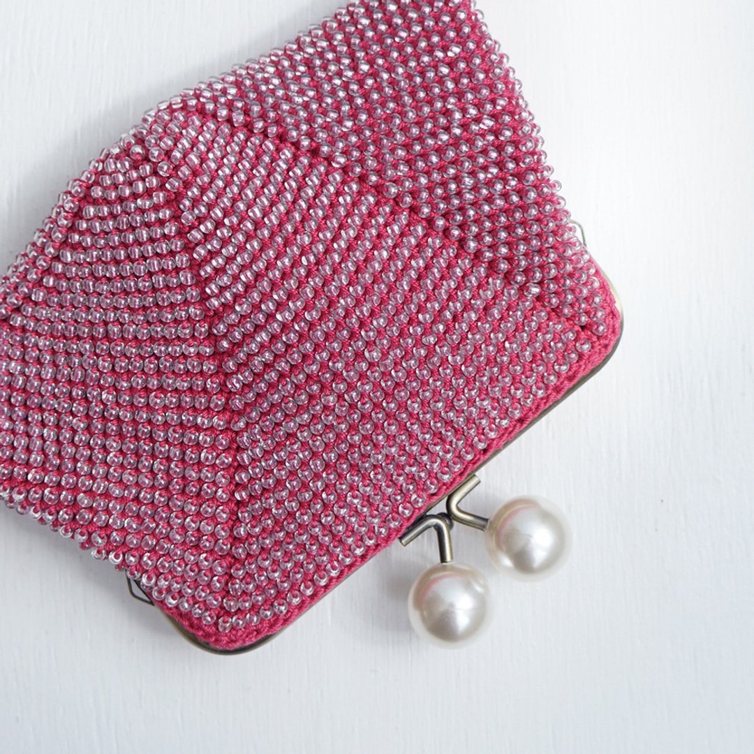 Ba-ba handmade Beads crochetpouch No.1724 - 化妆包/杂物包 - 其他材质 粉红色