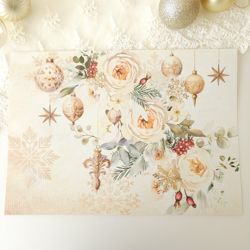 金色圣诞设计纸张 3 - 便条纸/标签贴 - 纸 