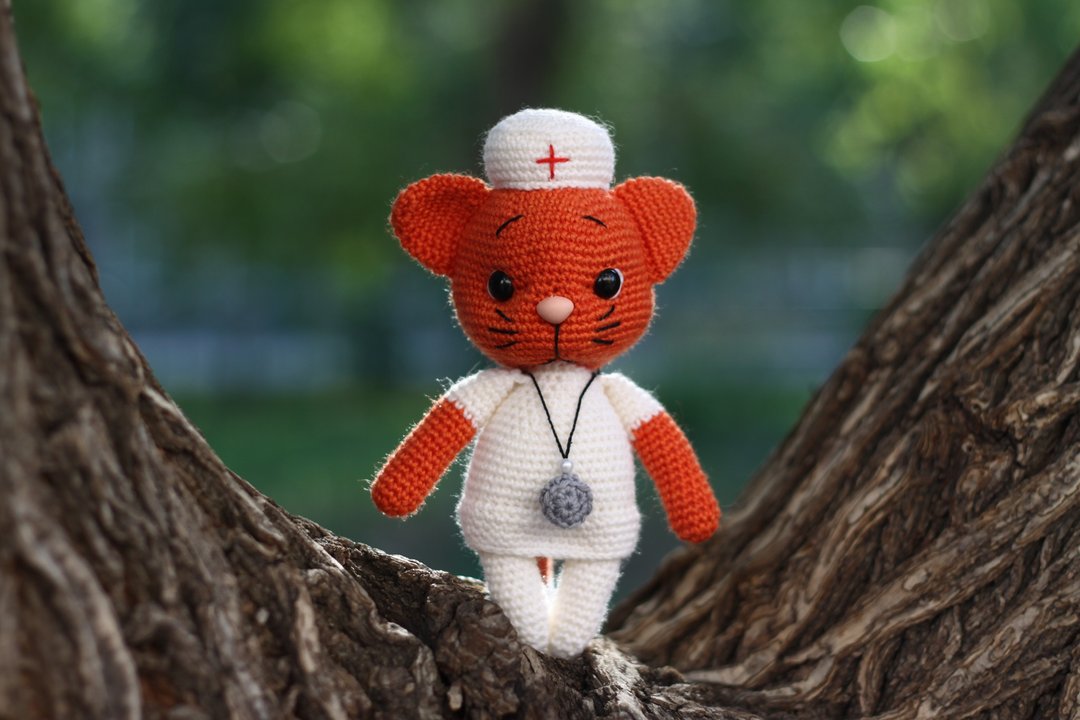 Healthcare Hero Cat, Collectible Kitty, Doctor Cat, Nurse Cat - 其他 - 羊毛 