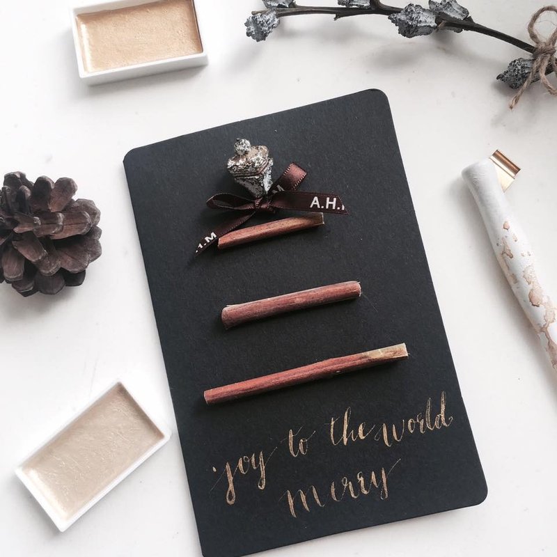 圣诞卡 树木 枝干 礼物 卡 西洋书法 - 笔记本/手帐 - 纸 