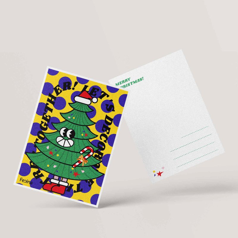 脚毛毛圣诞树-炫光圣诞明信片1入 - 卡片/明信片 - 纸 多色