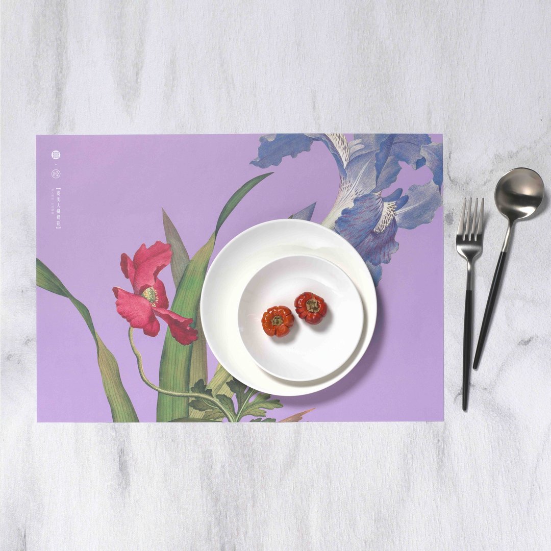 【艺术飨宴】仙萼长春 虞美人蝴蝶花 | 纸餐垫 | 10入 - 餐桌/书桌 - 纸 紫色