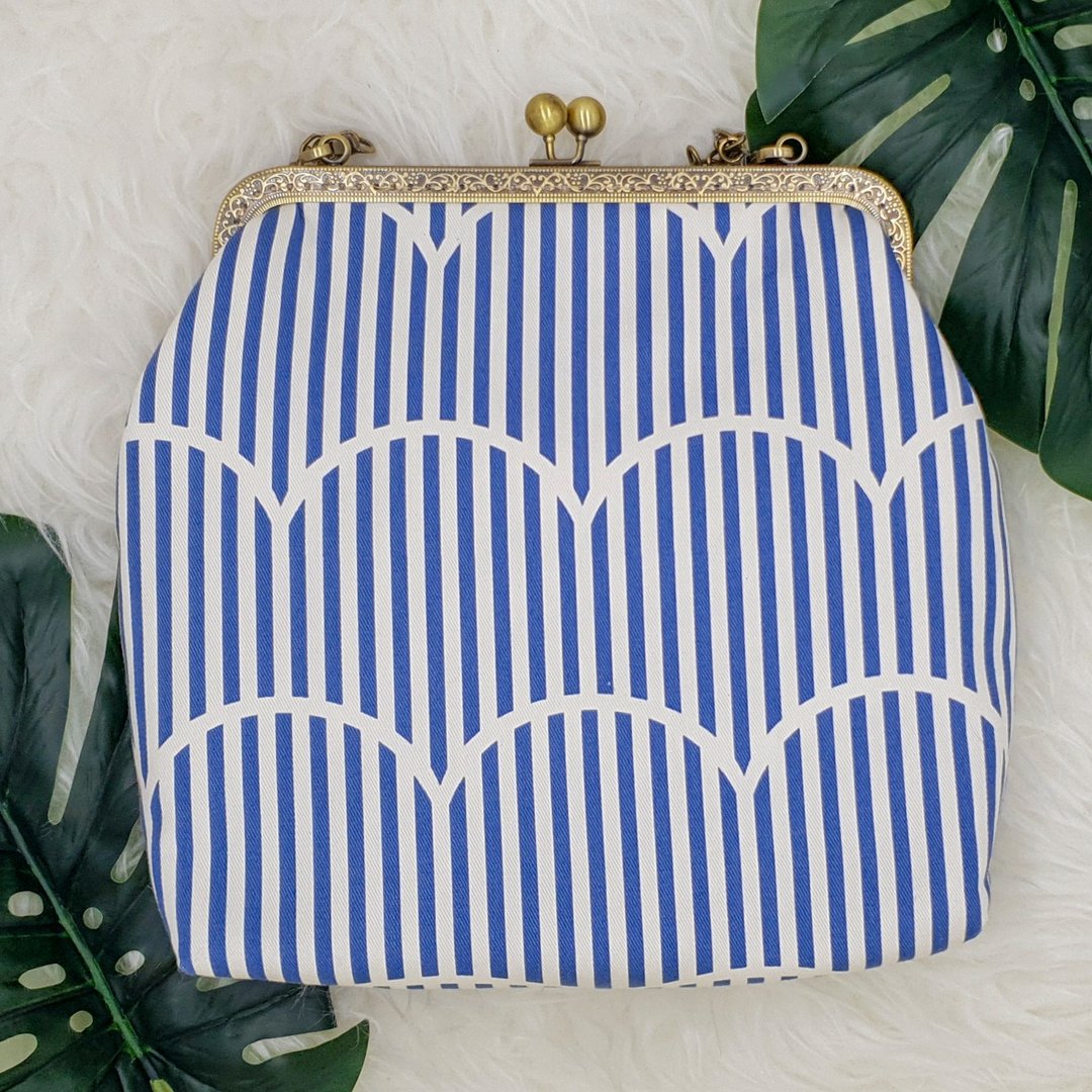 Japanese cotton - metal frame purse with chain strap, Frame size 20.5 cm - 侧背包/斜挎包 - 棉 