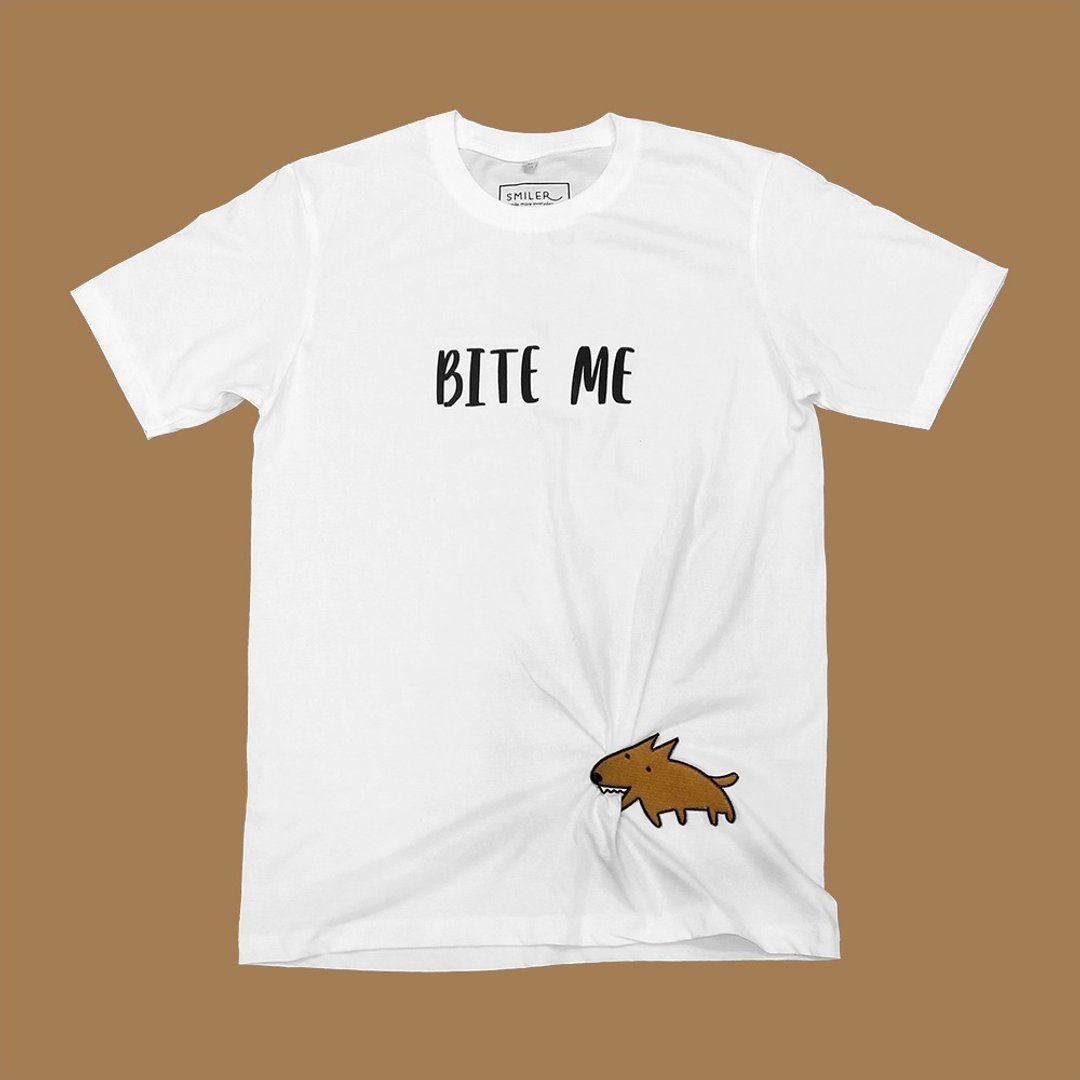 Bite Me - T恤 - 中性连帽卫衣/T 恤 - 棉 白色