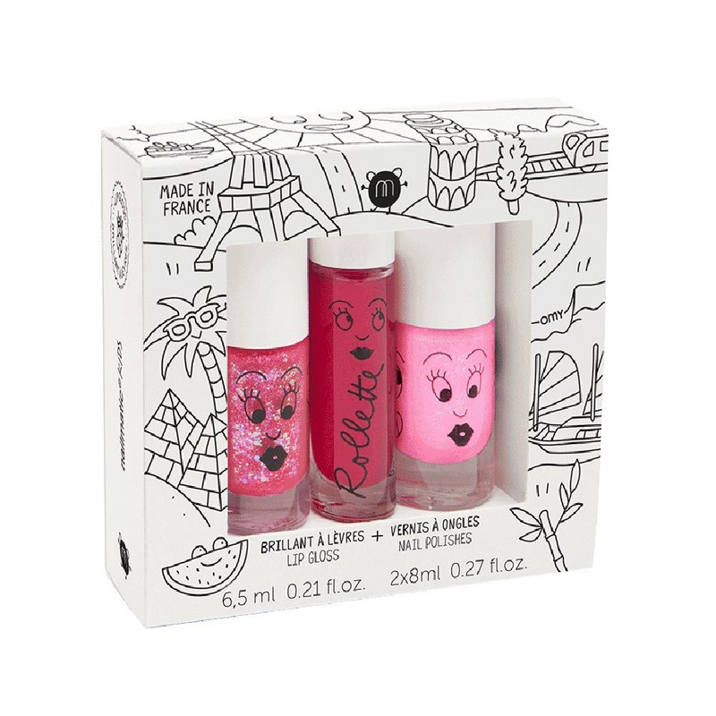 nailmatic Kids 环游世界儿童水漾亮彩指甲油唇彩组 - 指甲油/指甲贴 - 颜料 多色