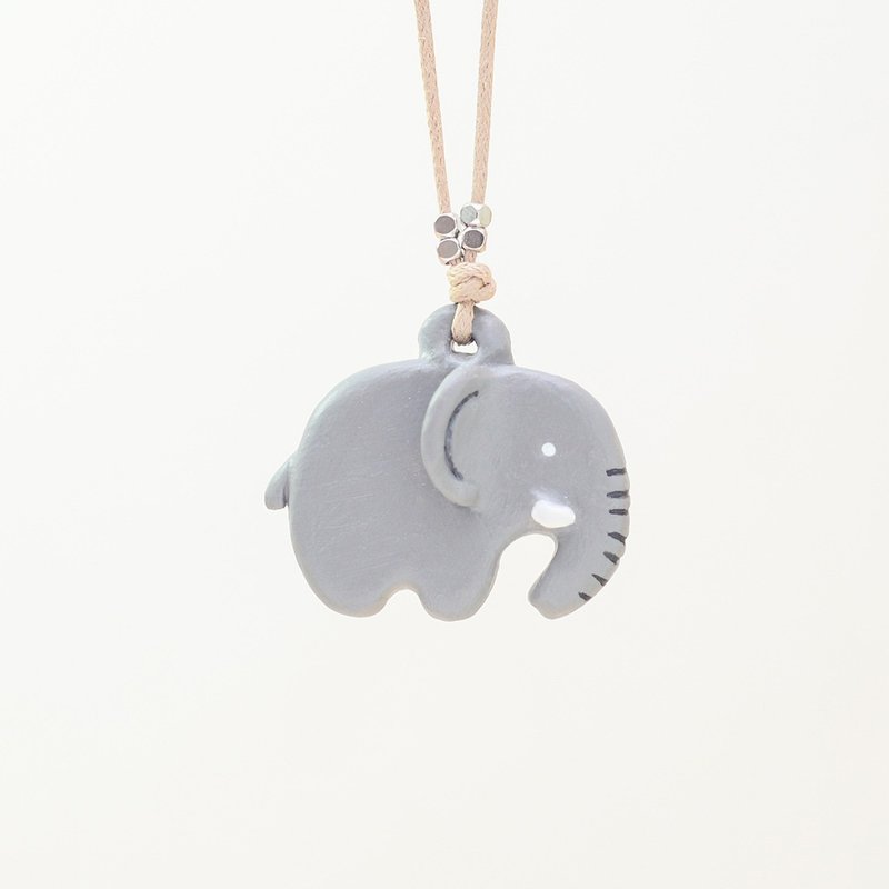 泰国灰色大象手工项链 - 项链 - 粘土 灰色